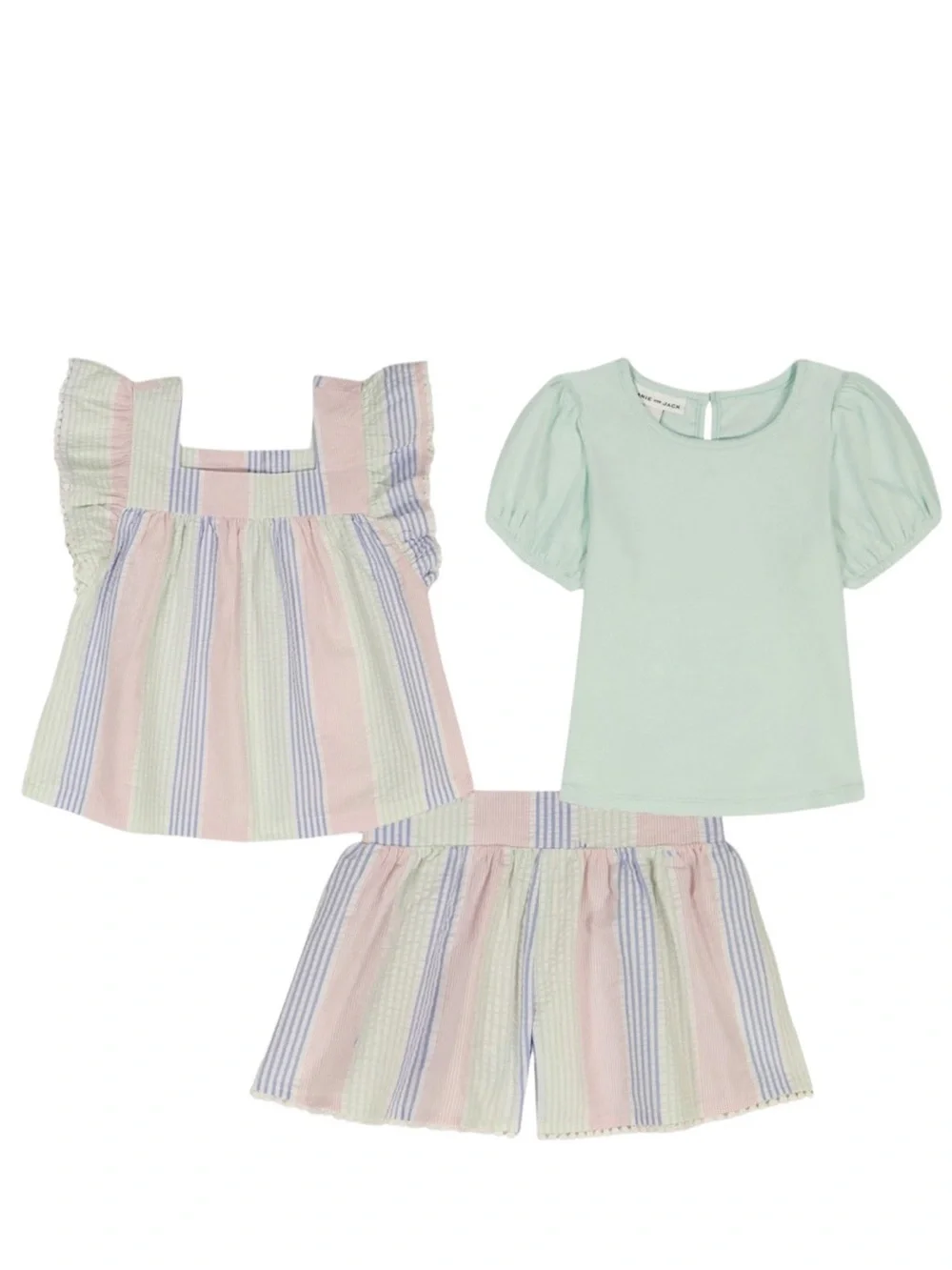 Janie & Jack Kids' 3-Piece Pastel Stripe Outfit Size 4T & 5 NWT